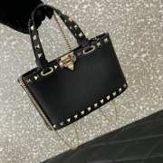 Uubags Valentino Garavani Rockstud Mini Shopping Bag In Black Grainy Calfskin 18.5x12.5x5.5cm - 4