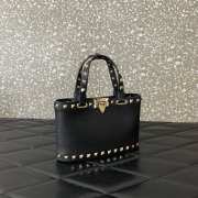 Uubags Valentino Garavani Rockstud Mini Shopping Bag In Black Grainy Calfskin 18.5x12.5x5.5cm - 3