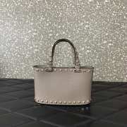 Uubags Valentino Garavani Rockstud Mini Shopping Bag In Grey Grainy Calfskin 18.5x12.5x5.5cm - 6