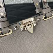 Uubags Valentino Garavani Rockstud Mini Shopping Bag In Grey Grainy Calfskin 18.5x12.5x5.5cm - 3
