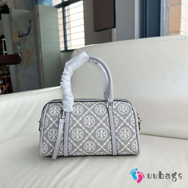 Uubags Tory Burch T Monogram Utility Mini Barrel Bag In Grey 20.5x12x9.5cm - 1
