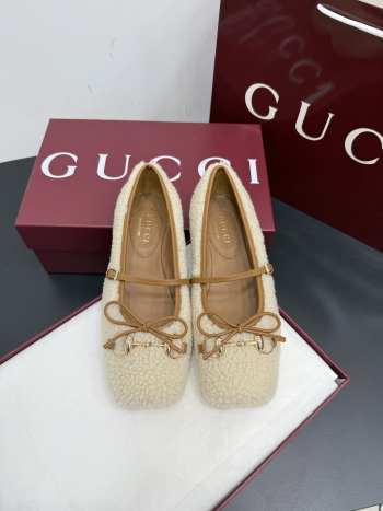 Uubags Gucci Horsebit ballet flat light beige merino wool