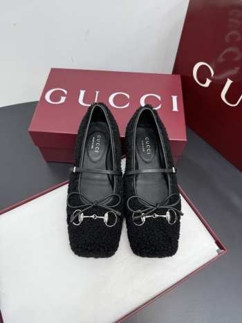 Uubags Gucci Horsebit ballet flat black merino wool