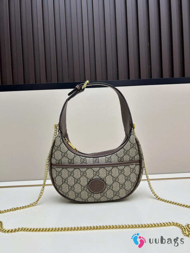 Uubags Gucci Beige GG Supreme Monogram Mini Retro Interlocking G Half Moon Bag 22x12.5x5cm - 1