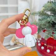 Uubags Louis Vuitton Porte Cle Vivienne Snowman Key Holder Bag Charm In Pink/ White - 5