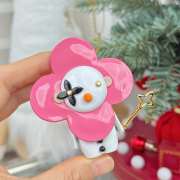 Uubags Louis Vuitton Porte Cle Vivienne Snowman Key Holder Bag Charm In Pink/ White - 6