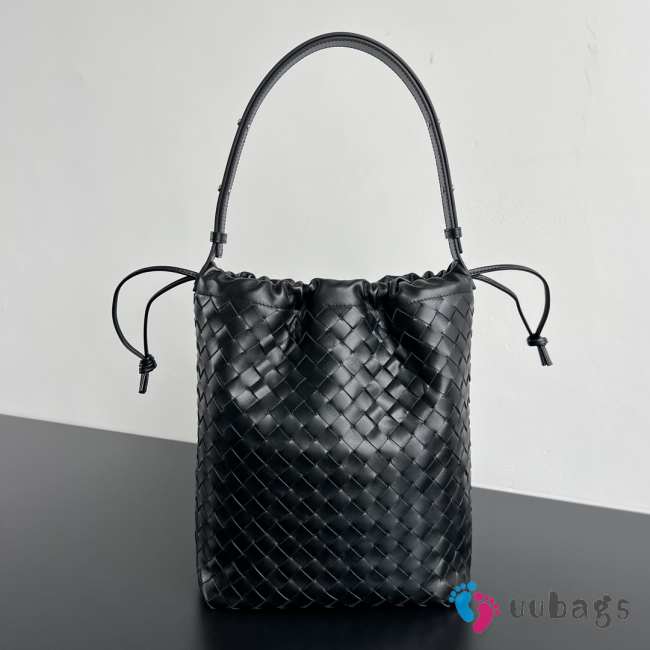 Uubags Bottega Veneta Intrecciato Biblioteca Bucket Bag In Black Soft Intrecciato Leather 33x24x14cm - 1