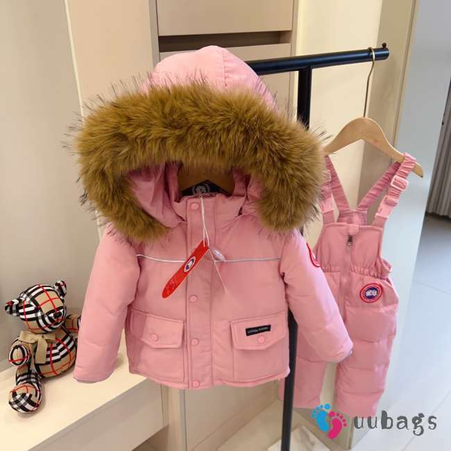 Uubags Canada Goose Children Down Snowsuit In Light Pink - 1