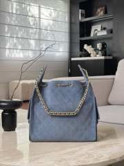 Uubags Chanel 25 Medium Handbag Dark Blue Suede Calfskin & Gold Metal 40x30x15cm - 4