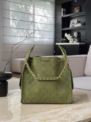 Uubags Chanel 25 Medium Handbag Suede Calfskin & Gold Metal In Green 40x30x15cm - 5