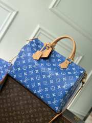 Uubags ouis Vuitton N88228 Speedy P9 40 Monogram Bag In Blue Ostrich Leather 40x26x23cm - 1