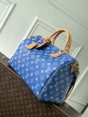 Uubags ouis Vuitton N88228 Speedy P9 40 Monogram Bag In Blue Ostrich Leather 40x26x23cm - 5