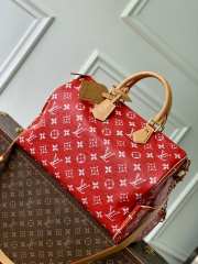 Uubags Louis Vuitton N88228 Speedy P9 40 Monogram Bag Red Ostrich Leather 40x26x23cm - 1