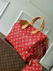 Uubags Louis Vuitton N88228 Speedy P9 40 Monogram Bag Red Ostrich Leather 40x26x23cm - 6