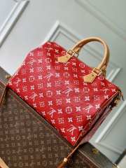 Uubags Louis Vuitton N88228 Speedy P9 40 Monogram Bag Red Ostrich Leather 40x26x23cm - 2