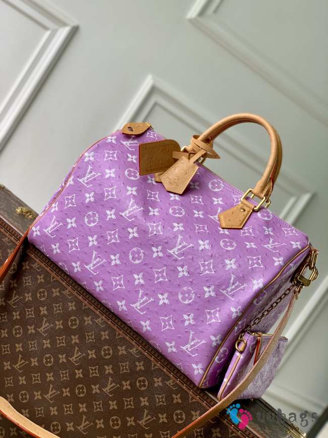 Uubags Louis Vuitton N88228 Speedy P9 40 Monogram Bag Purple Ostrich Leather 40x26x23cm - 1