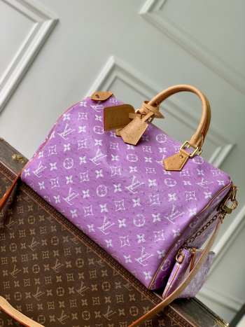 Uubags Louis Vuitton N88228 Speedy P9 40 Monogram Bag Purple Ostrich Leather 40x26x23cm