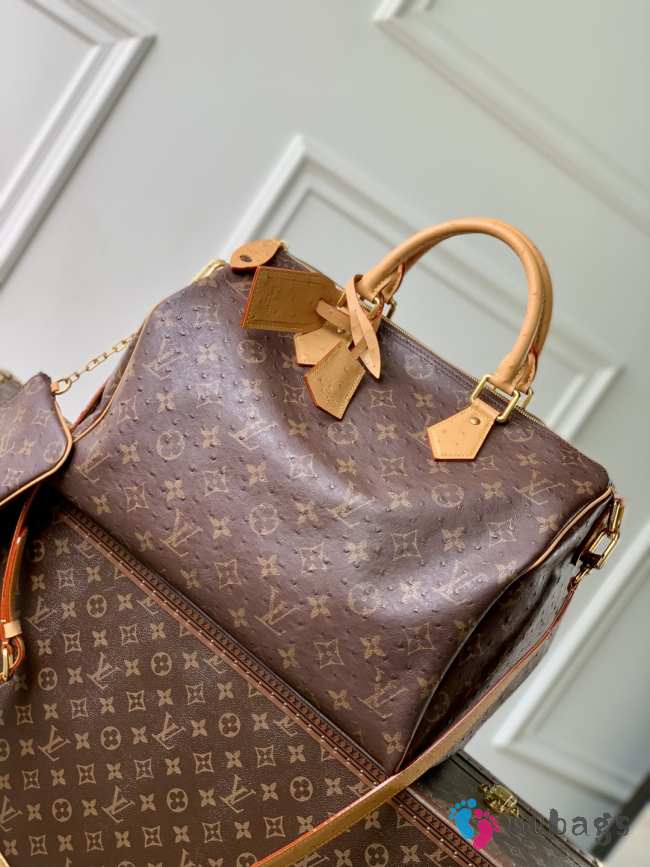 Uubags Louis Vuitton N88228 Speedy P9 40 Monogram Bag Brown Ostrich Leather 40x26x23cm - 1