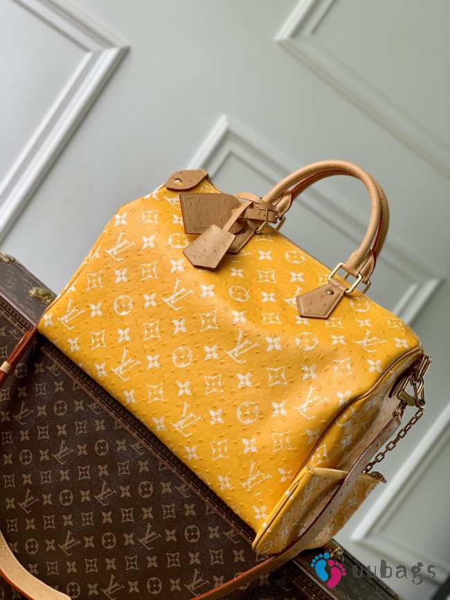 Uubags Louis Vuitton N88228 Speedy P9 40 Monogram Bag Yellow Ostrich Leather 40x26x23cm - 1