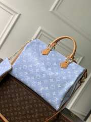 Uubags Louis Vuitton N88228 Speedy P9 40 Monogram Bag Light Blue Ostrich Leather 40x26x23cm - 6