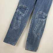 Uubags Chanel High-Waisted Straight-Leg Denim Jeans with 3D Cargo Knee Pockets - 2