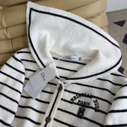 Uubags Dior Striped Sailor-Collar Knit Cardigan with Embroidered Detail - 6
