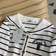 Uubags Dior Striped Sailor-Collar Knit Cardigan with Embroidered Detail - 4