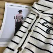 Uubags Dior Striped Sailor-Collar Knit Cardigan with Embroidered Detail - 3