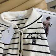Uubags Dior Striped Sailor-Collar Knit Cardigan with Embroidered Detail - 2