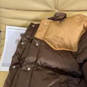 Uubags Miu Miu technical pongé and leather down jacket in coffee - 5