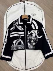 Uubags Hermès Equestrian Motif Wool Zip Jacket In Black/ White - 1