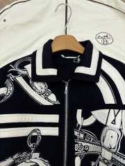 Uubags Hermès Equestrian Motif Wool Zip Jacket In Black/ White - 2