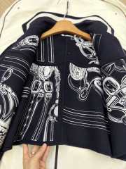 Uubags Hermès Equestrian Motif Wool Zip Jacket In Black/ White - 6