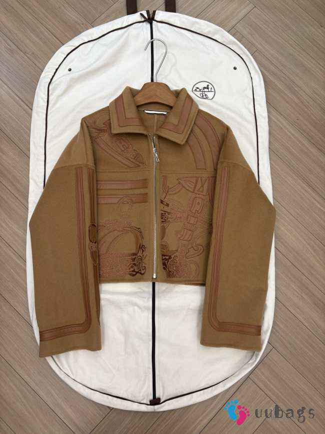 Uubags Hermès Equestrian Motif Wool Zip Jacket In Brown - 1