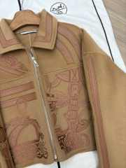 Uubags Hermès Equestrian Motif Wool Zip Jacket In Brown - 4