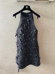Uubags Chanel Black Satin Bow Appliqué Dress  - 6