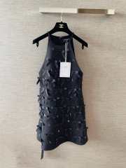 Uubags Chanel Black Satin Bow Appliqué Dress  - 3