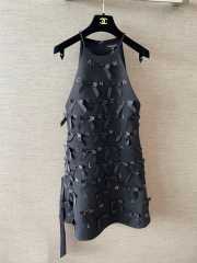 Uubags Chanel Black Satin Bow Appliqué Dress  - 4