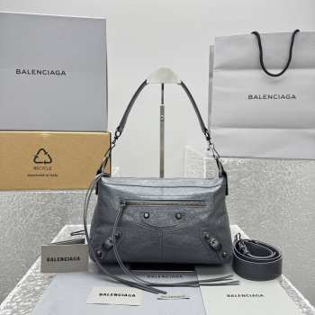 Uubags Balenciaga Le City Moto small in grey volcanic rock Arena Storico lambskin 28x18x11cm