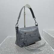 Uubags Balenciaga Le City Moto small in grey volcanic rock Arena Storico lambskin 28x18x11cm - 3