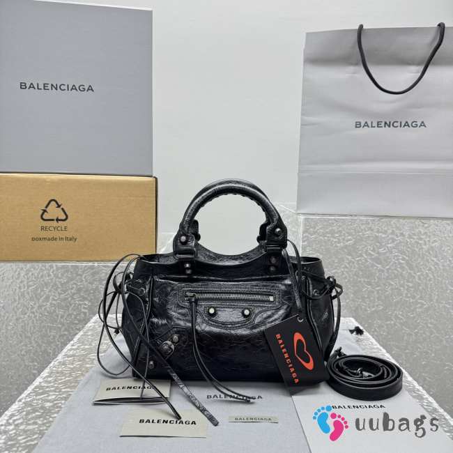 Uubags Balenciaga Le City Bag mini in black Arena Storico lambskin, brass hardware 24x16x6.5cm - 1