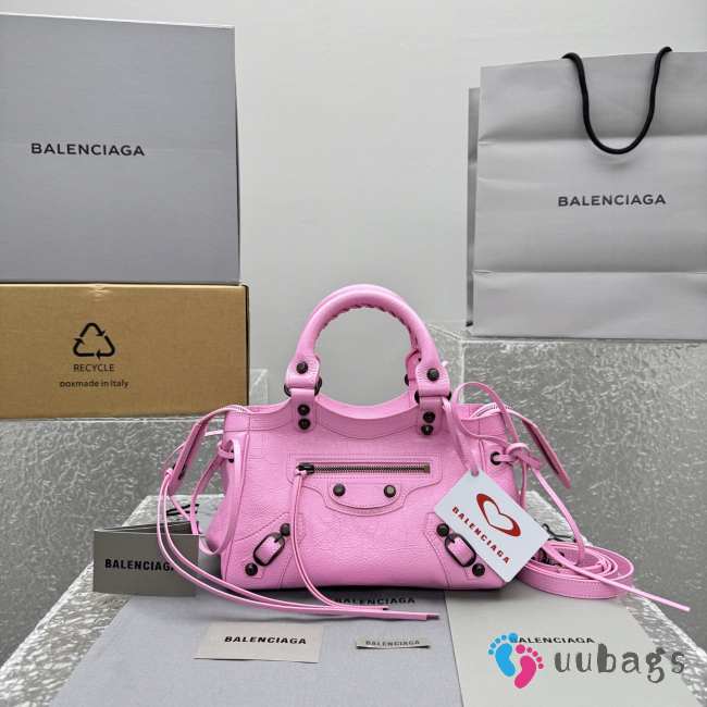 Uubags Balenciaga Le City bag mini in pink Arena Storico lambskin, brass hardware 24x16x6.5cm - 1