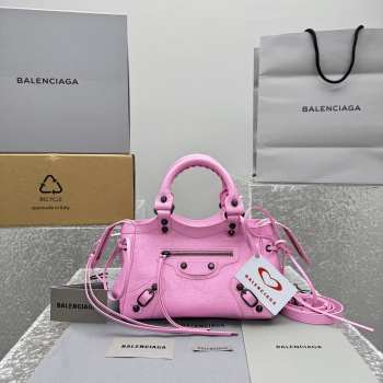 Uubags Balenciaga Le City bag mini in pink Arena Storico lambskin, brass hardware 24x16x6.5cm
