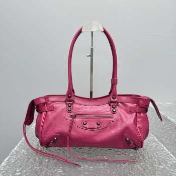 Uubags Balenciaga Le City Bag East-West in framboise Arena Storico lambskin, brass hardware 32x19x9cm