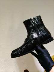 Uubags YSL Patent Croc-Embossed Penny Loafer Ankle Boots In Black - 2