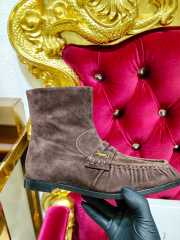 Uubags YSL Suede Penny Loafer Ankle Boots In Dark Brown - 1