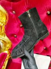 Uubags YSL Suede Penny Loafer Ankle Boots In Black - 3