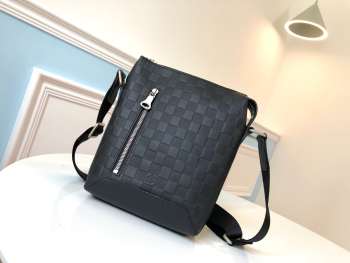 Uubags Louis Vuitton N42418 Damier Graphite Leather Bag In Black 21x6x24.5cm