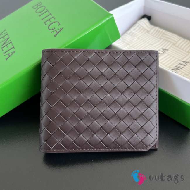 Uubags Bottega Veneta Intrecciato Piccolo Bi-Fold Wallet In Dark barolo 9.5x11x0.5cm - 1