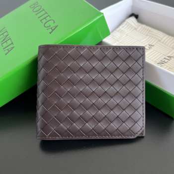 Uubags Bottega Veneta Intrecciato Piccolo Bi-Fold Wallet In Dark barolo 9.5x11x0.5cm